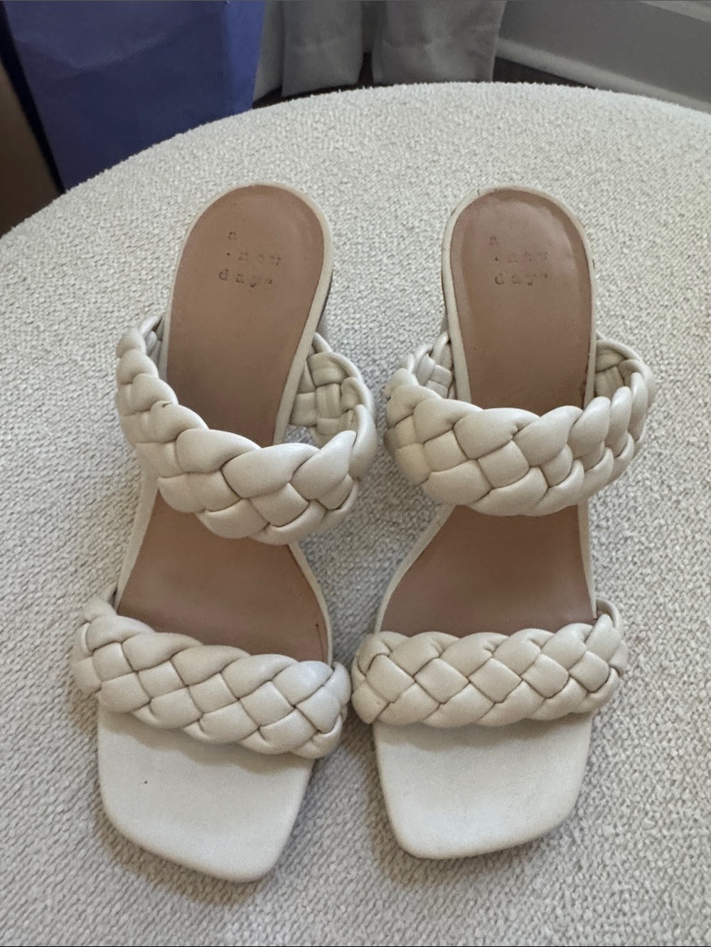 a new day Braided Double-Strap Slide Heels in Cream
